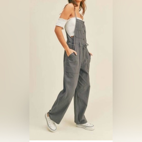 New Miou Muse Dolly Overalls Color: gray/ Blue Garmentory, Size:L - Picture 1 of 11